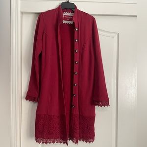 Dark red sweatshirt coat